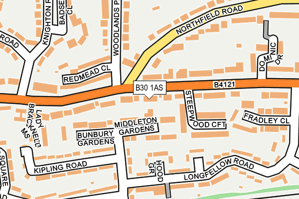 B30 1AS map - OS OpenMap – Local (Ordnance Survey)