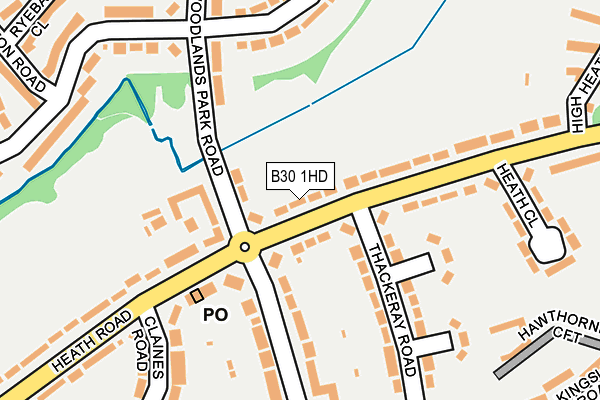 B30 1HD map - OS OpenMap – Local (Ordnance Survey)