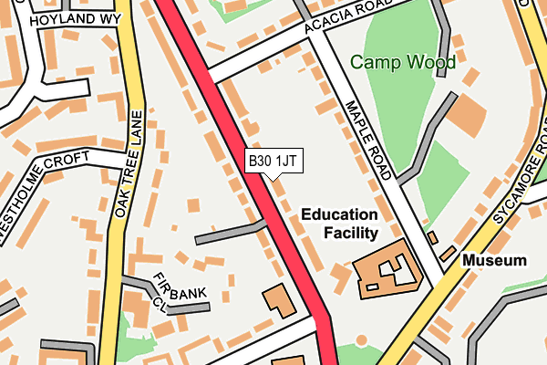 B30 1JT map - OS OpenMap – Local (Ordnance Survey)