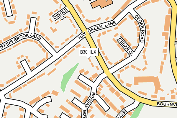 B30 1LX map - OS OpenMap – Local (Ordnance Survey)
