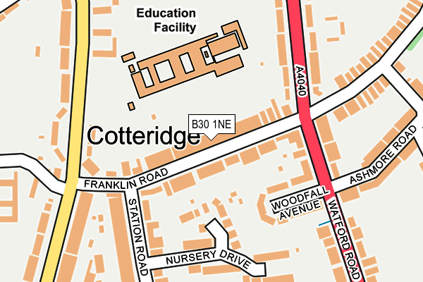 B30 1NE map - OS OpenMap – Local (Ordnance Survey)