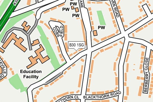 B30 1SG map - OS OpenMap – Local (Ordnance Survey)