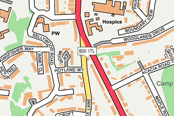 B30 1TL map - OS OpenMap – Local (Ordnance Survey)