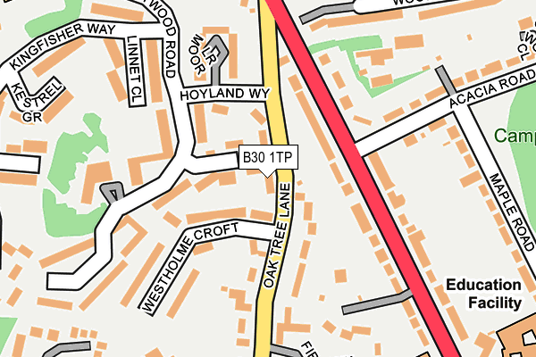 B30 1TP map - OS OpenMap – Local (Ordnance Survey)