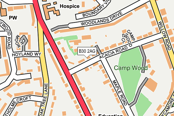 B30 2AG map - OS OpenMap – Local (Ordnance Survey)