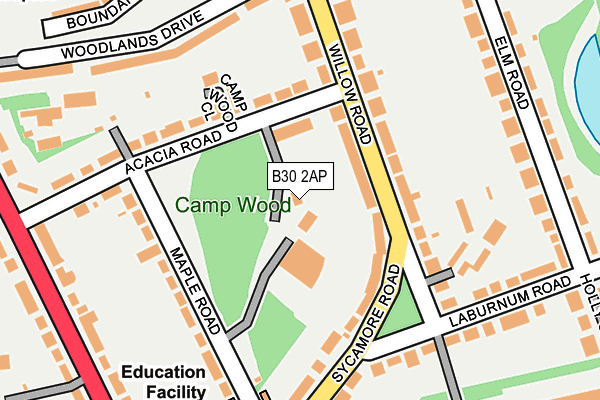 B30 2AP map - OS OpenMap – Local (Ordnance Survey)