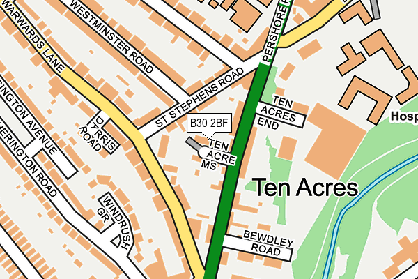 B30 2BF map - OS OpenMap – Local (Ordnance Survey)