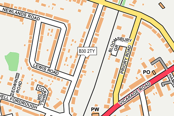 B30 2TY map - OS OpenMap – Local (Ordnance Survey)