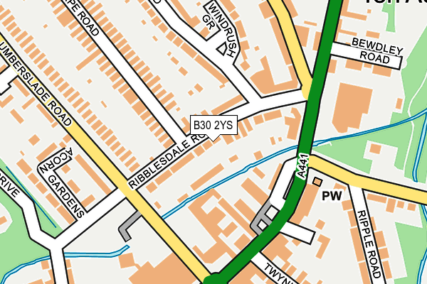 B30 2YS map - OS OpenMap – Local (Ordnance Survey)
