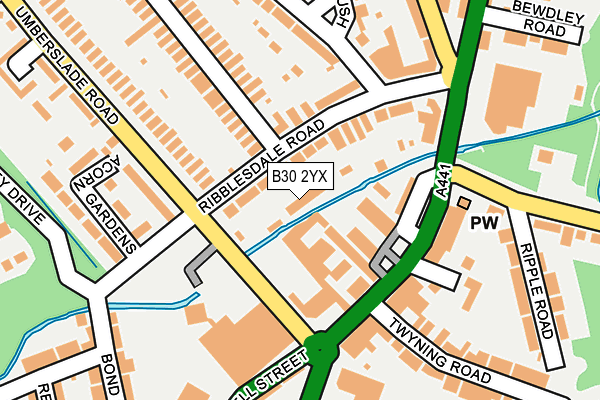 B30 2YX map - OS OpenMap – Local (Ordnance Survey)