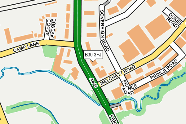 B30 3FJ map - OS OpenMap – Local (Ordnance Survey)