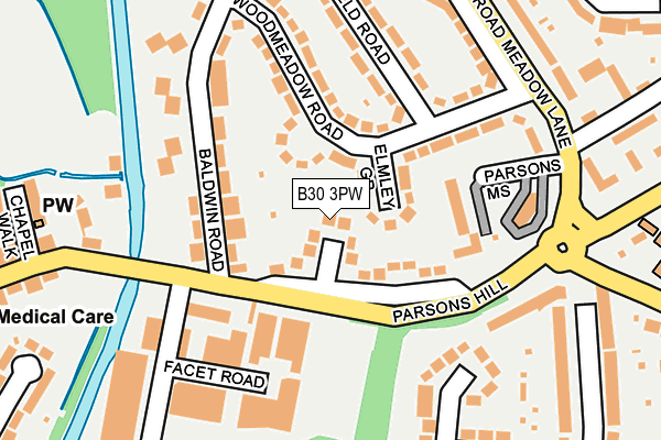 B30 3PW map - OS OpenMap – Local (Ordnance Survey)