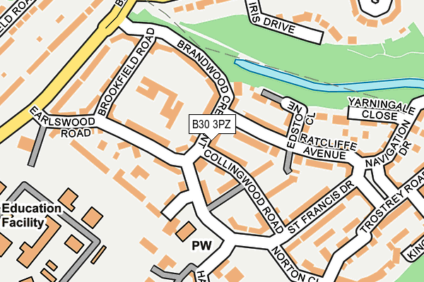B30 3PZ map - OS OpenMap – Local (Ordnance Survey)