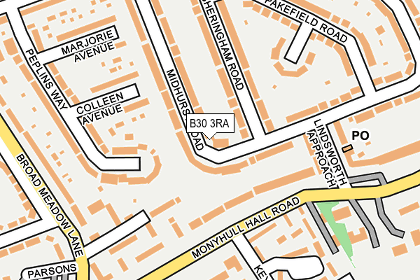 B30 3RA map - OS OpenMap – Local (Ordnance Survey)