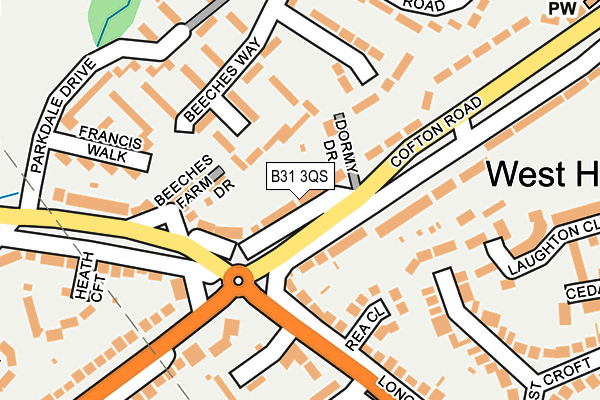 B31 3QS map - OS OpenMap – Local (Ordnance Survey)
