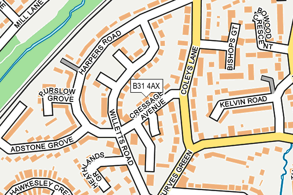 B31 4AX map - OS OpenMap – Local (Ordnance Survey)