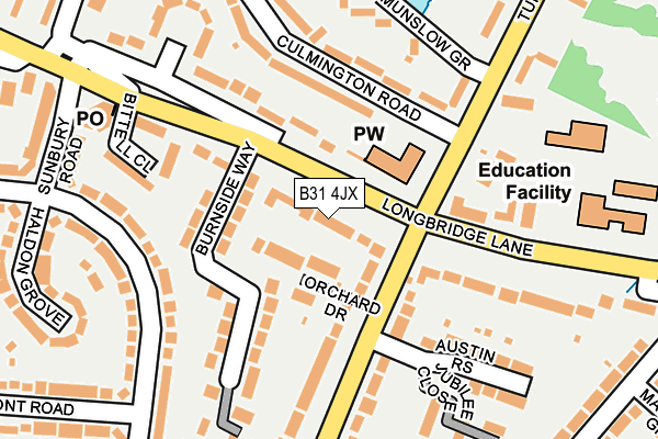 B31 4JX map - OS OpenMap – Local (Ordnance Survey)