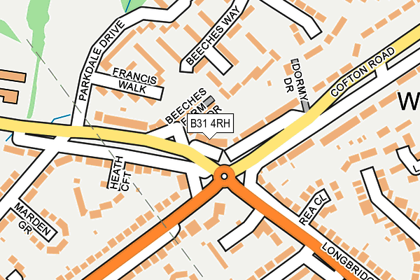 B31 4RH map - OS OpenMap – Local (Ordnance Survey)
