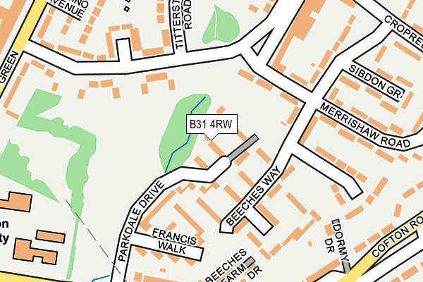 B31 4RW map - OS OpenMap – Local (Ordnance Survey)