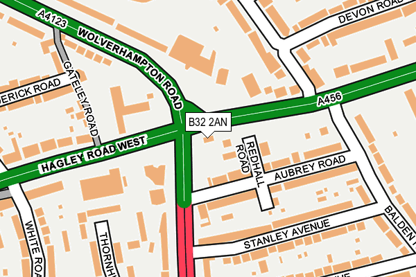 B32 2AN map - OS OpenMap – Local (Ordnance Survey)