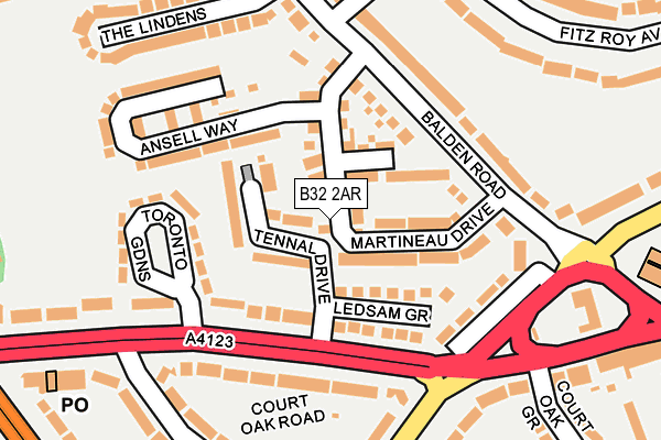 B32 2AR map - OS OpenMap – Local (Ordnance Survey)