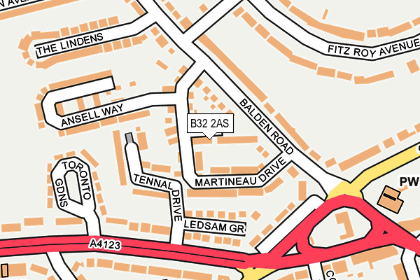 B32 2AS map - OS OpenMap – Local (Ordnance Survey)