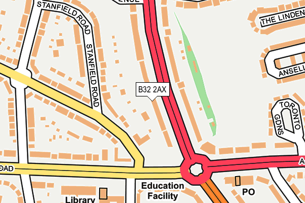 B32 2AX map - OS OpenMap – Local (Ordnance Survey)