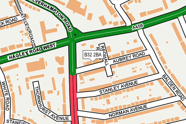 B32 2BA map - OS OpenMap – Local (Ordnance Survey)