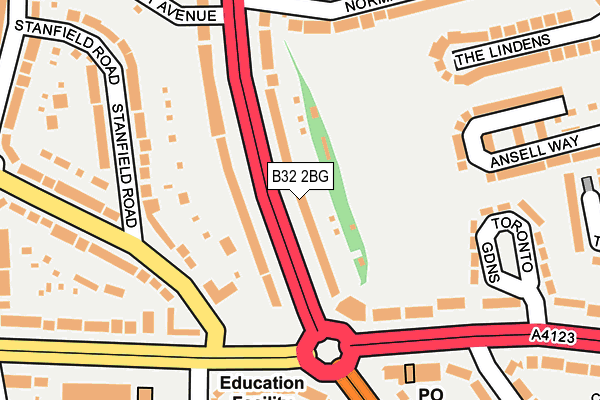 B32 2BG map - OS OpenMap – Local (Ordnance Survey)