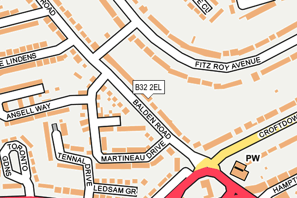 B32 2EL map - OS OpenMap – Local (Ordnance Survey)