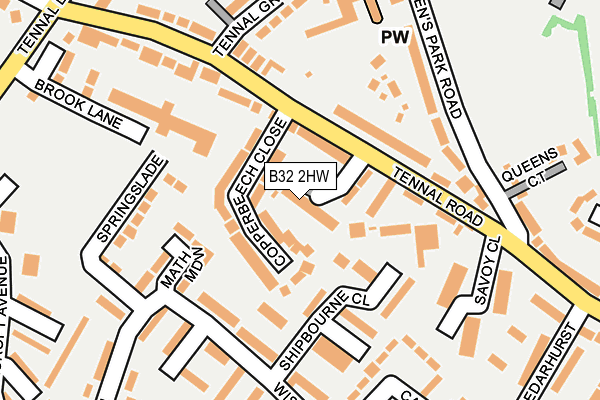 B32 2HW map - OS OpenMap – Local (Ordnance Survey)