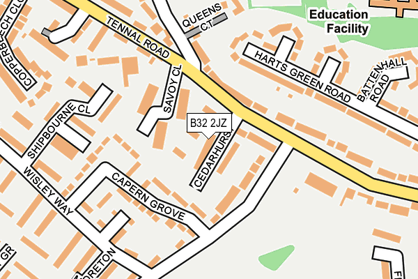 B32 2JZ map - OS OpenMap – Local (Ordnance Survey)