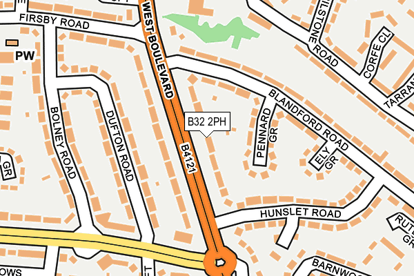 B32 2PH map - OS OpenMap – Local (Ordnance Survey)