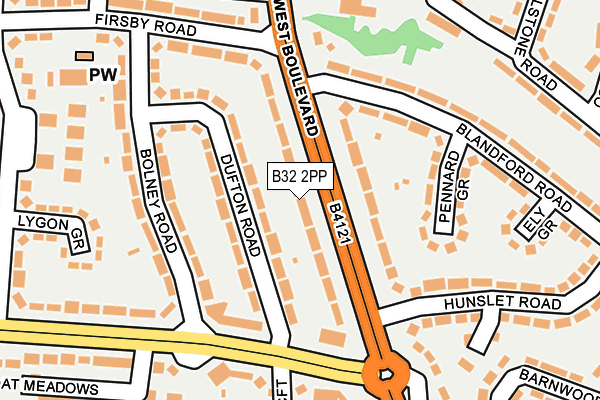 B32 2PP map - OS OpenMap – Local (Ordnance Survey)