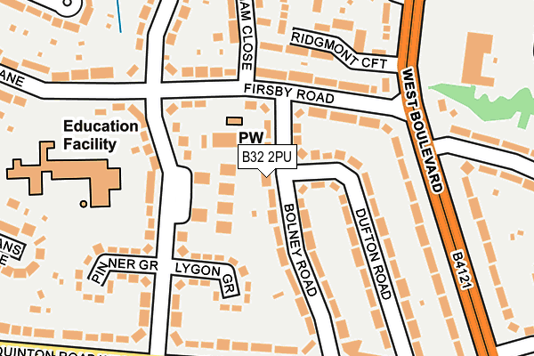 B32 2PU map - OS OpenMap – Local (Ordnance Survey)