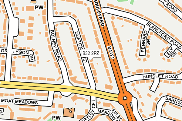 B32 2PZ map - OS OpenMap – Local (Ordnance Survey)