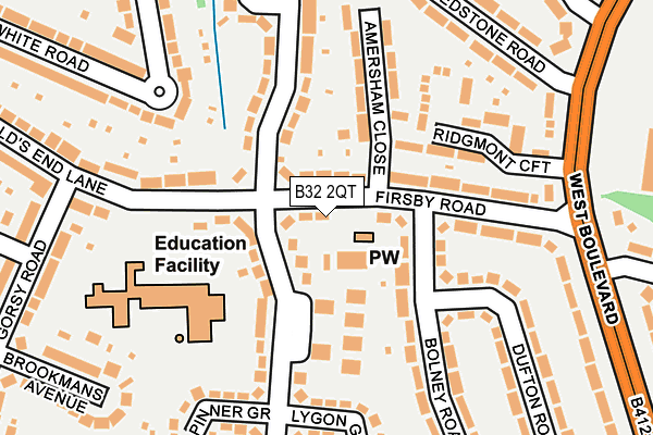 B32 2QT map - OS OpenMap – Local (Ordnance Survey)
