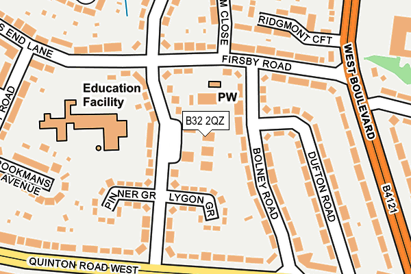 B32 2QZ map - OS OpenMap – Local (Ordnance Survey)