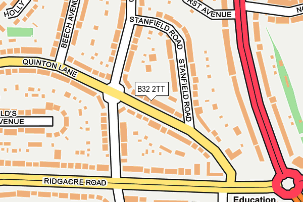 B32 2TT map - OS OpenMap – Local (Ordnance Survey)