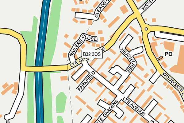 B32 3QS map - OS OpenMap – Local (Ordnance Survey)