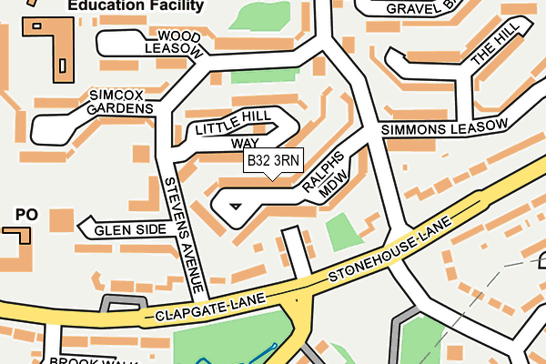B32 3RN map - OS OpenMap – Local (Ordnance Survey)