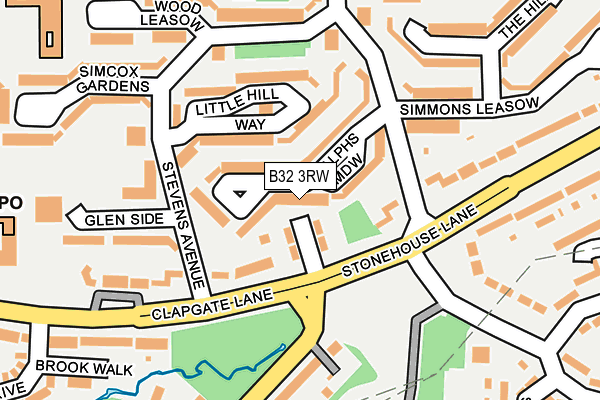 B32 3RW map - OS OpenMap – Local (Ordnance Survey)