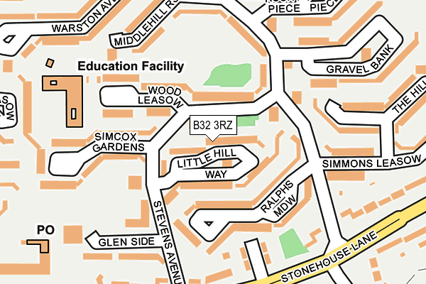 B32 3RZ map - OS OpenMap – Local (Ordnance Survey)
