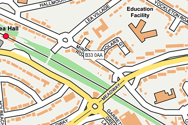 B33 0AA map - OS OpenMap – Local (Ordnance Survey)