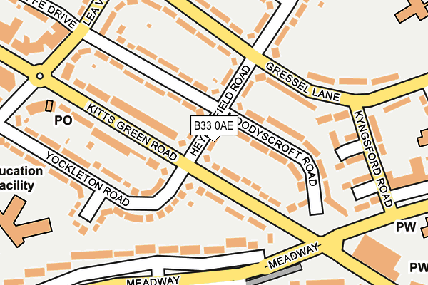 B33 0AE map - OS OpenMap – Local (Ordnance Survey)