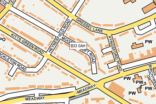 B33 0AH map - OS OpenMap – Local (Ordnance Survey)