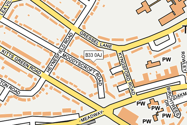 B33 0AJ map - OS OpenMap – Local (Ordnance Survey)