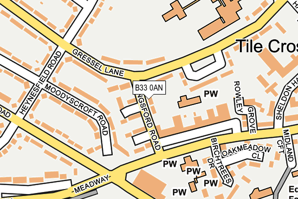 B33 0AN map - OS OpenMap – Local (Ordnance Survey)