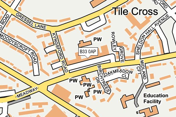 B33 0AP map - OS OpenMap – Local (Ordnance Survey)