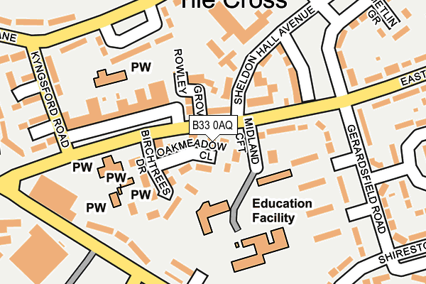 B33 0AQ map - OS OpenMap – Local (Ordnance Survey)